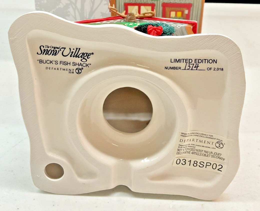 Dept 56 Snow Village, Buck’s Fish Shack 6000640 Ltd. Edition RET NEW – FREE SHIP