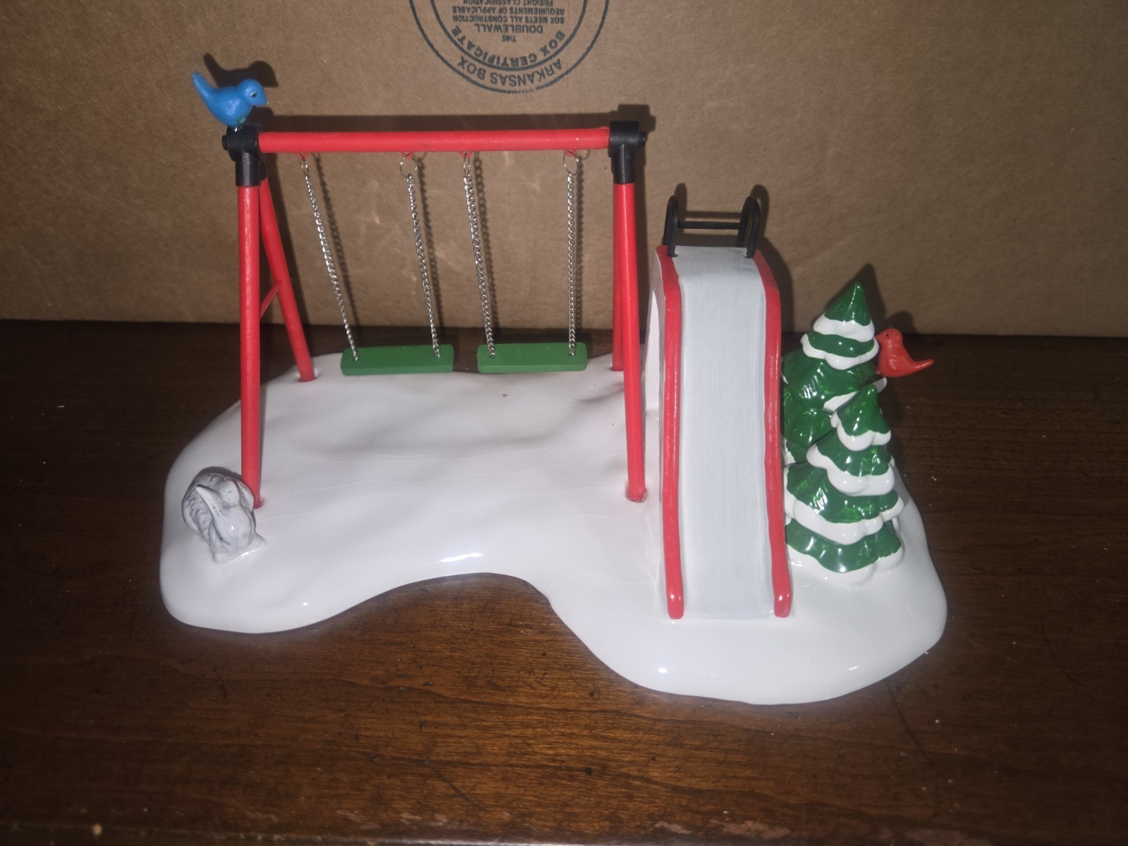 Vintage Dept 56 Winter Playground Snow Village 5436-4 Swings & Slide Ceramic