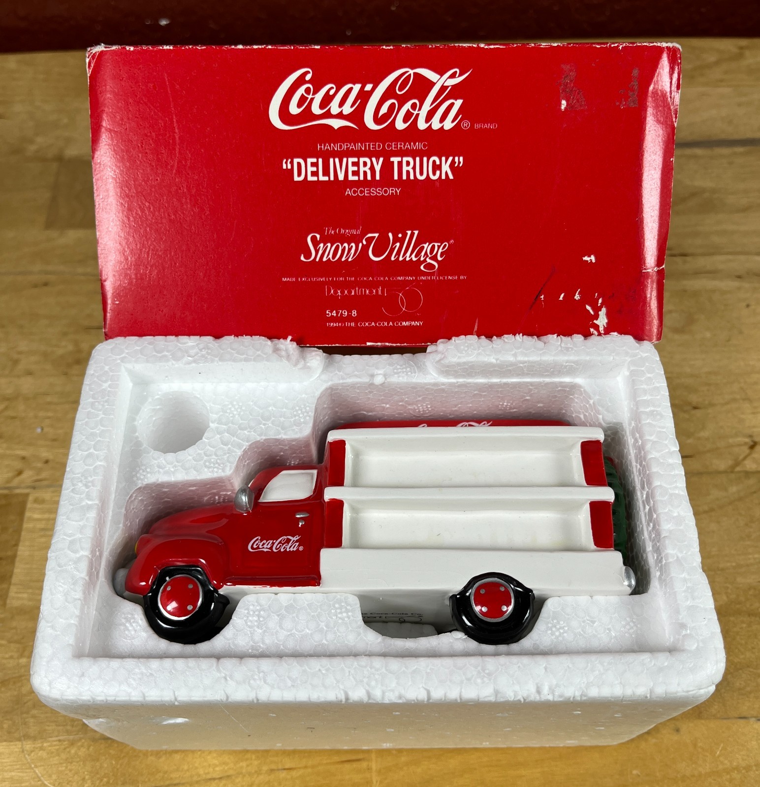 Coca Cola Hand-Painted Delivery Truck Dept 56 Christmas Snow Village Vtg 1994
