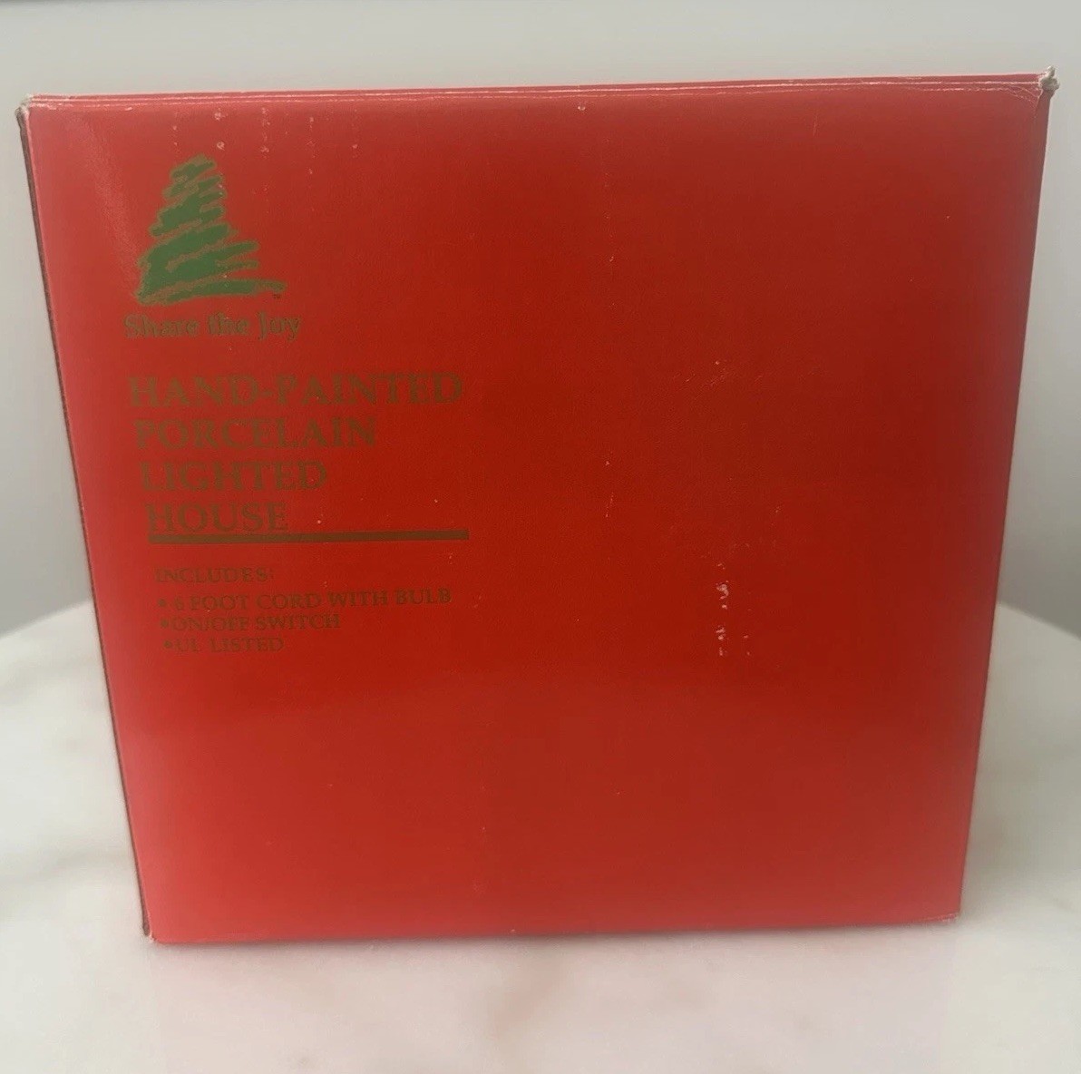 Vintage Share the Joy Hand Painted Porcelain Lighted House Caldor w/ Box