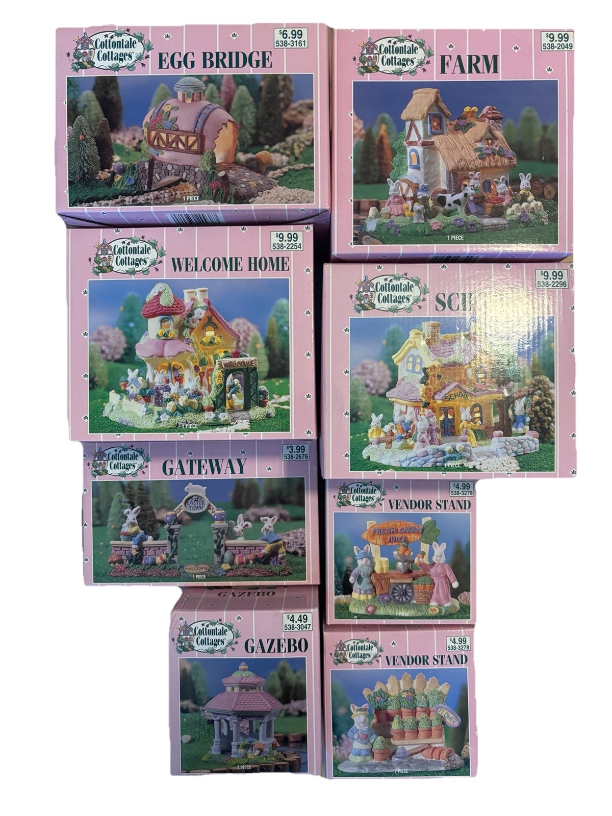 Lot of 8 Cottontale Cottages Easter Collectible Village