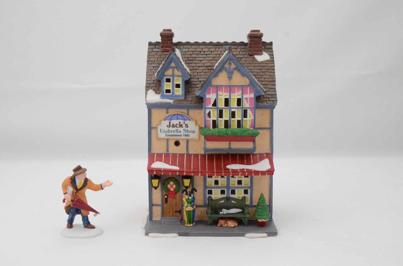 Department 56 10th Anniversary Jack’s Umbrella Shop Snow Village New in Box