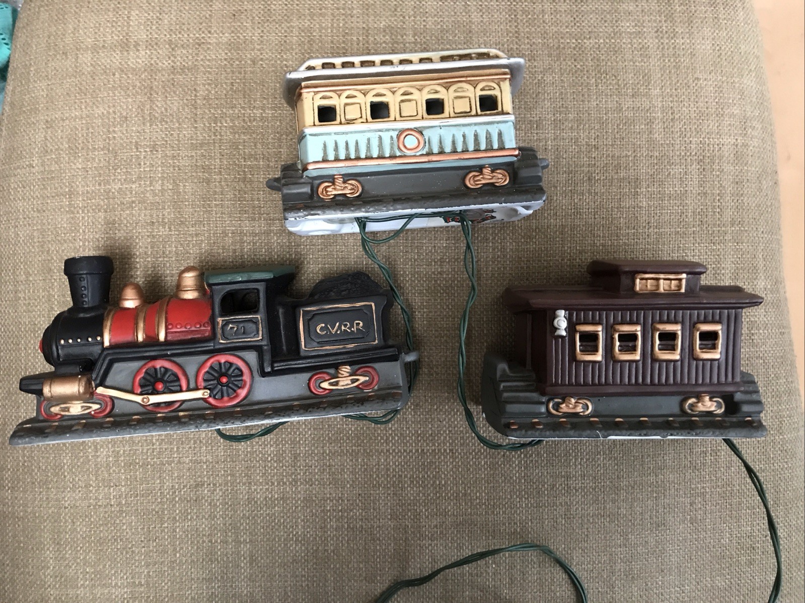 Lefton Colonial Village 3 Piece Lighted Train Set