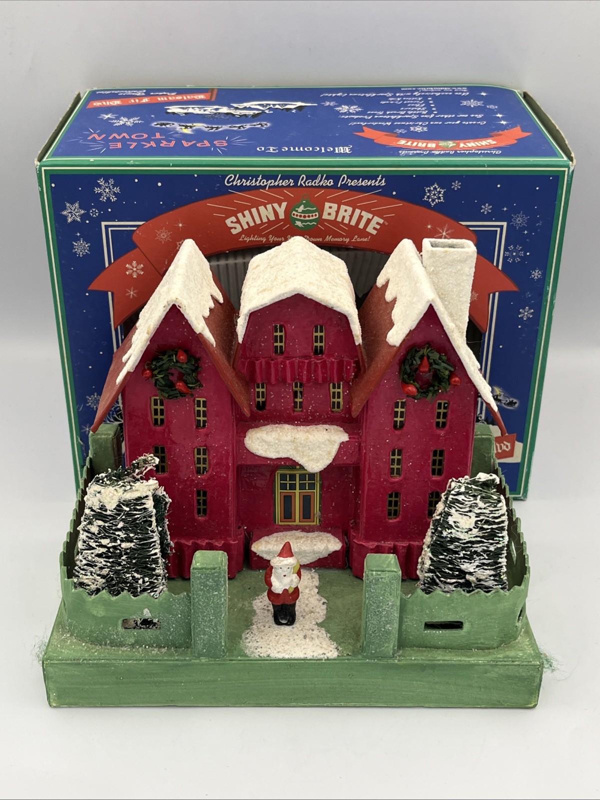 Christopher Radko Shiny Brite Balsam Fir Blvd Red Putz House Santa Orig Box