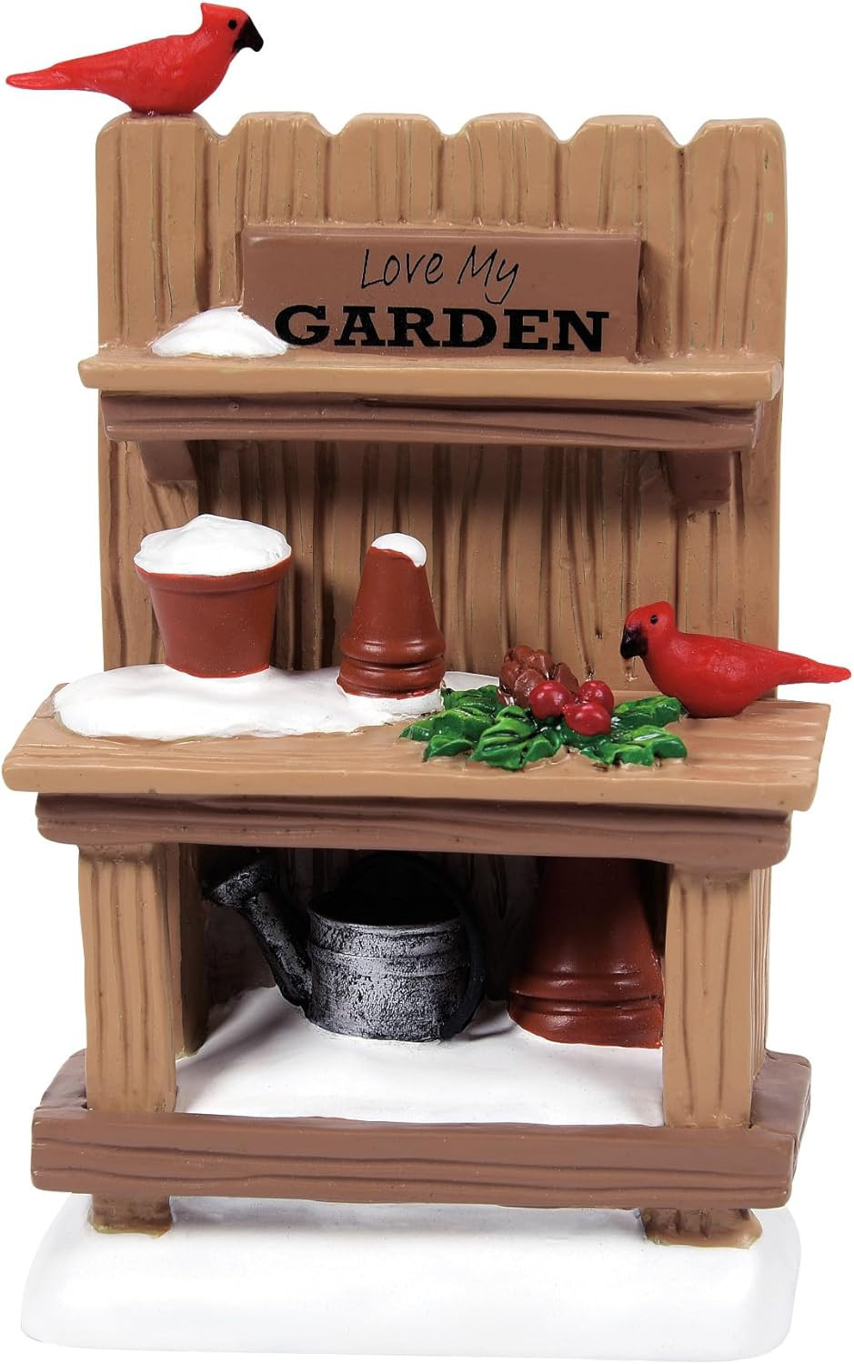 Village Collection Accessories Potter’S Bench with Cardinal Birds Figurine, 3.7