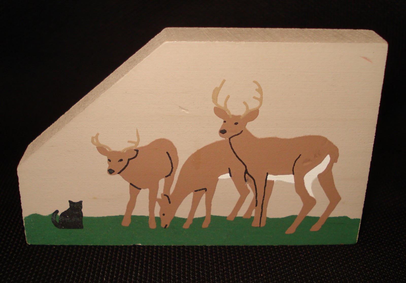 1994 The Cat’s Meow Village 3 Deer Wooden Wood Block Shelf Sitter Signed Faline