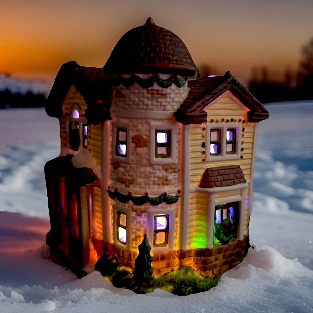 1994 Winter Valley Cottages Porcelain Lighted House – Christmas Village Decor