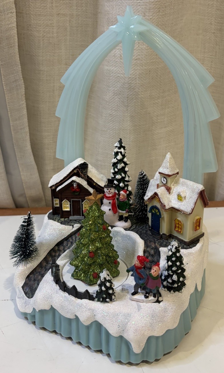 New 2023 Holiday Time CHRISTMAS VILLAGE SCENE Lights Up & Plays 8 Carols NIB