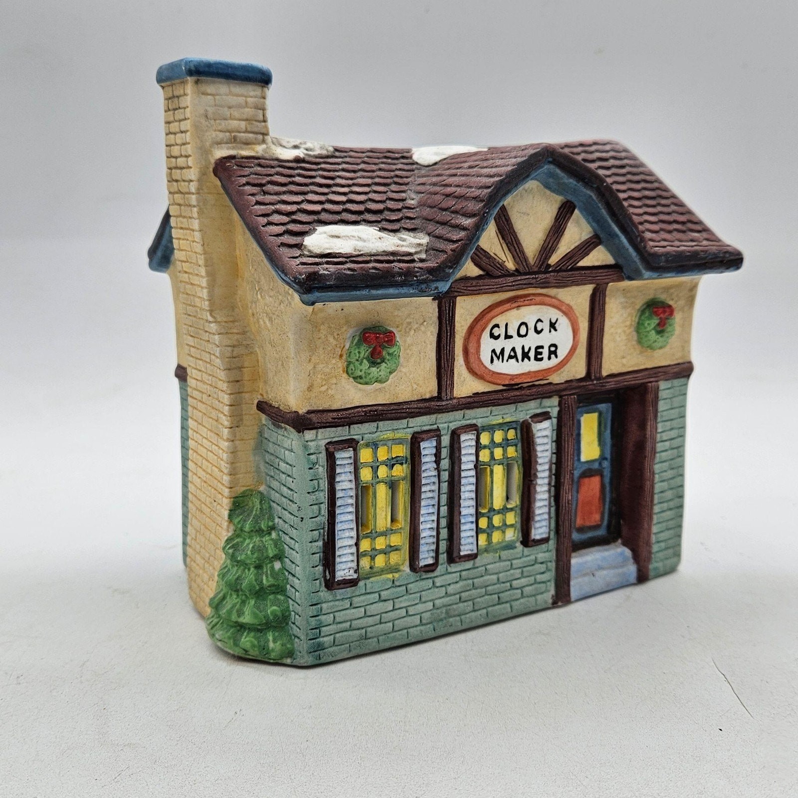 Vintage National Decorators Clock Maker Lighted Christmas Village House Decor
