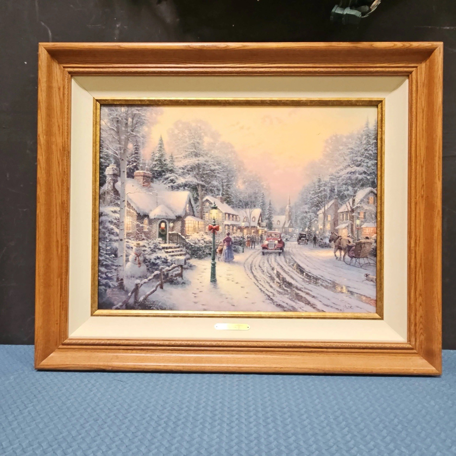 Thomas Kinkade Village Christmas Lithograph Limited Ed. Signed 32×26.5 inches