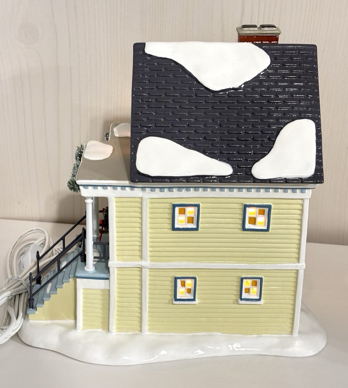 Department 56 Snow Village 1231 Dunn Street 2023 Lighted Yellow House 6011428
