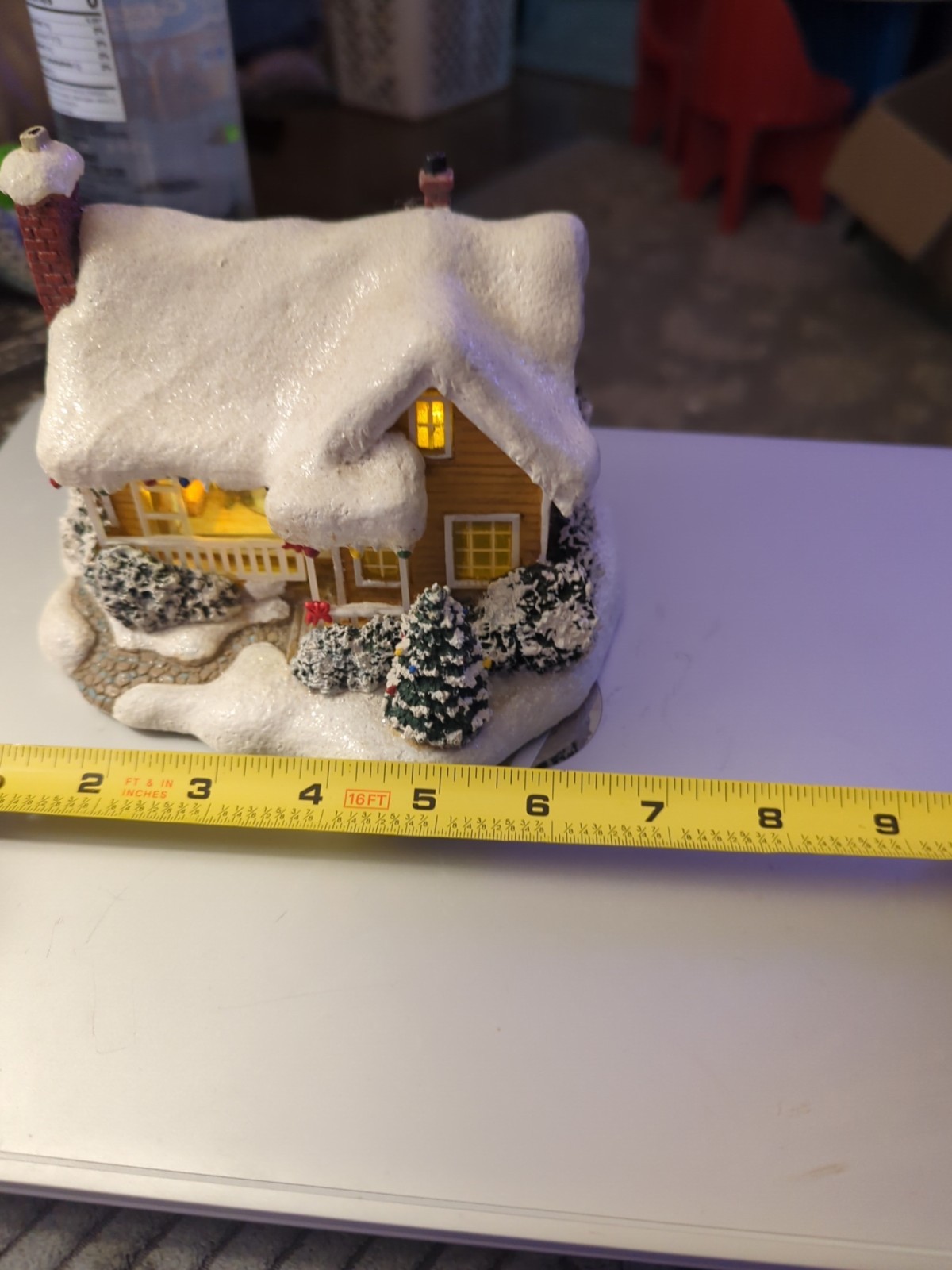 Teleflora Thomas Kinkade Childhood Home Light-Up Christmas House Flickering