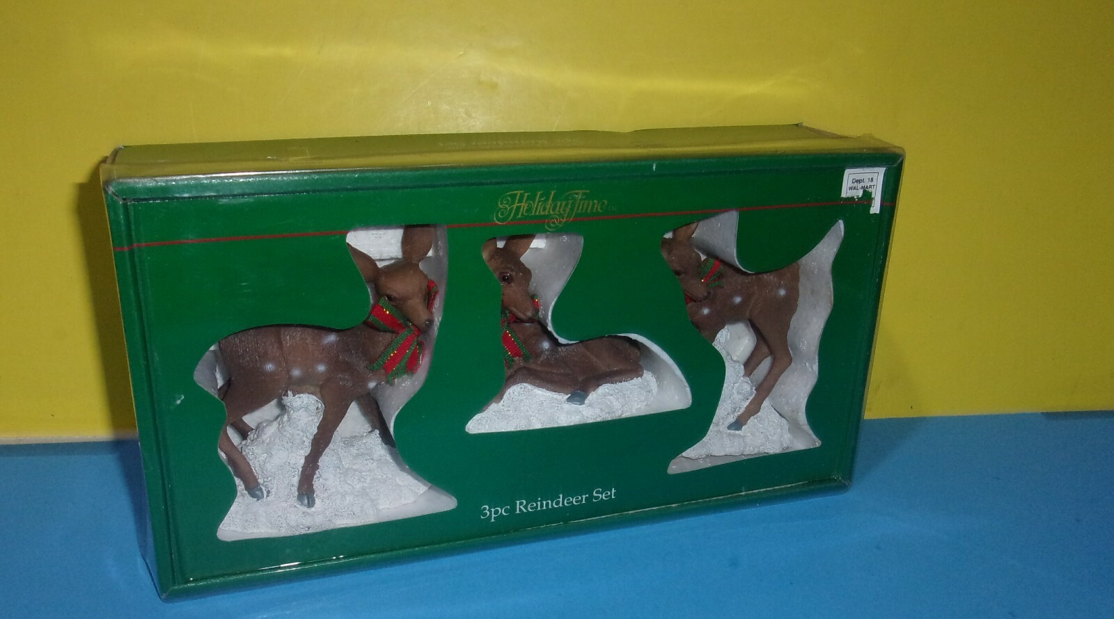 Holiday Time (3) Piece Hand Painted Polyresin Reindeer Set Christmas Village
