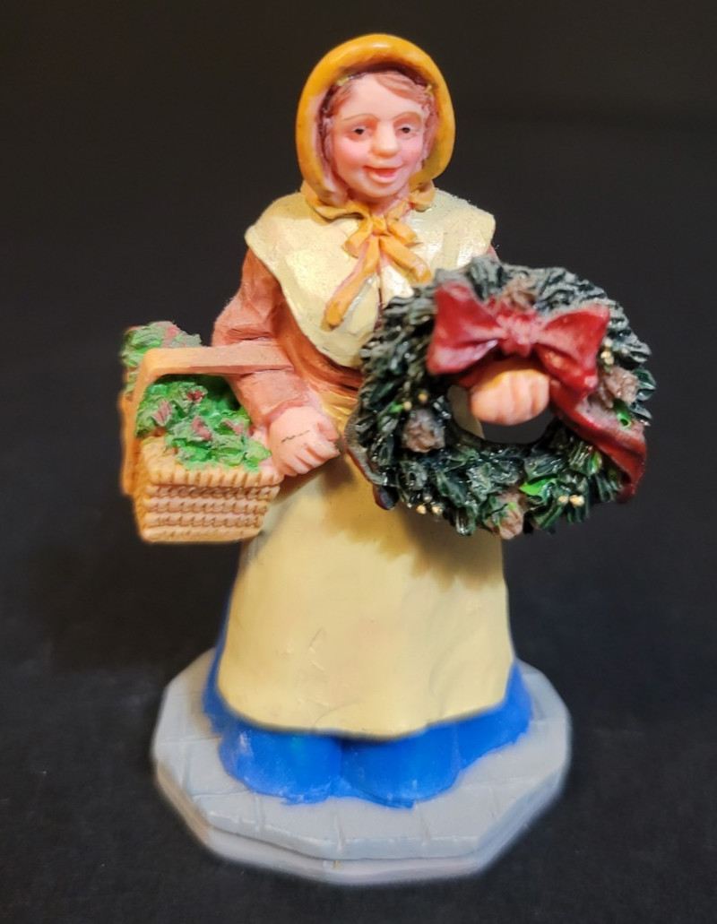 Lemax Christmas Village Town Greens For Sale 52054 Woman Wreath and Holly Vendor