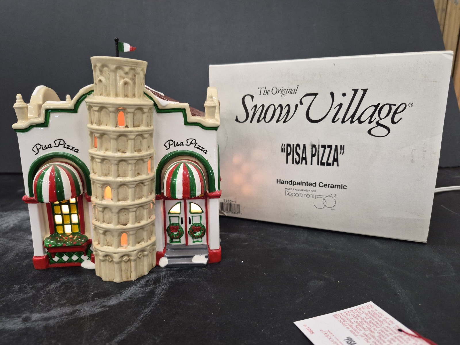 Dept 56 Snow Village Pisa Pizza 54851 Lighted Building 1995 Original Box