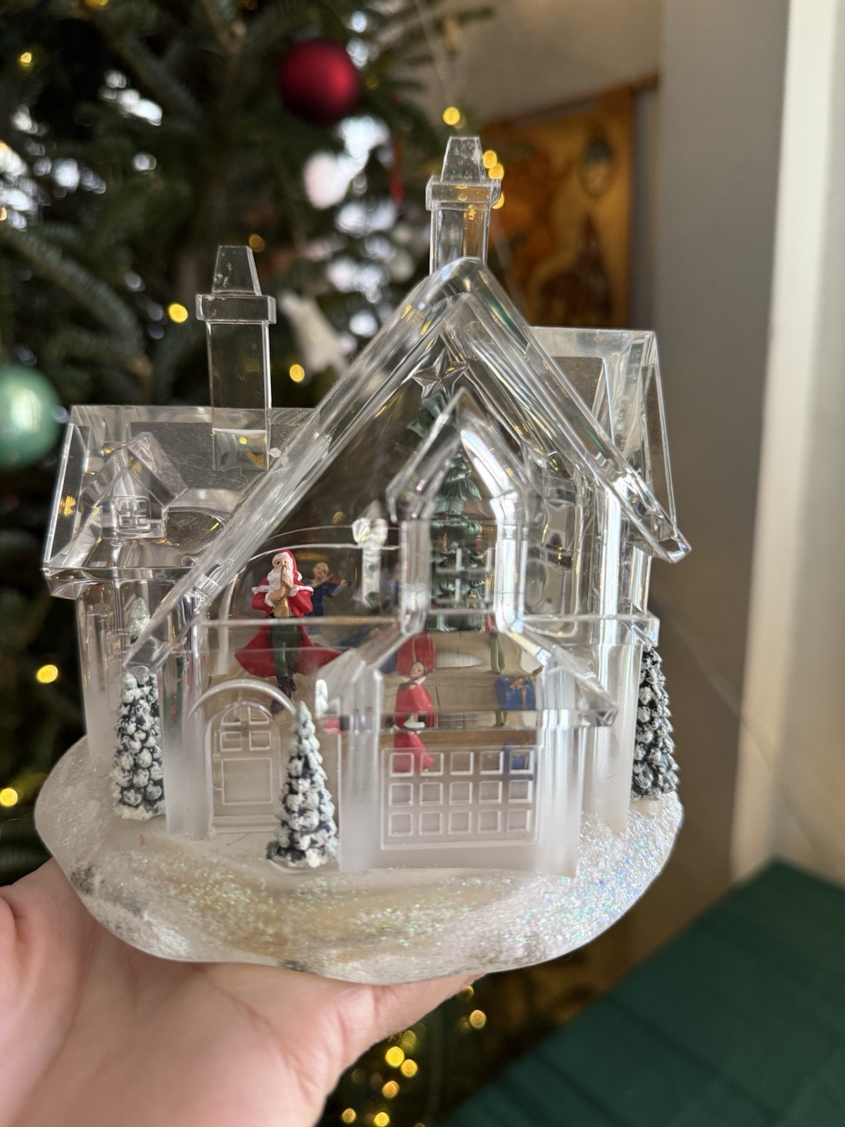 Icy Craft Crystalline Home Christmas Santa In The House Lighting up House 5.5”