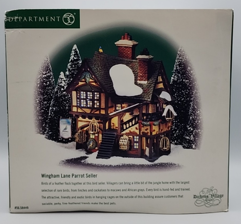 Dept 56 Wingham Lane Parrot Seller Light Cages Sign Orig Box & Foam READ BLUE