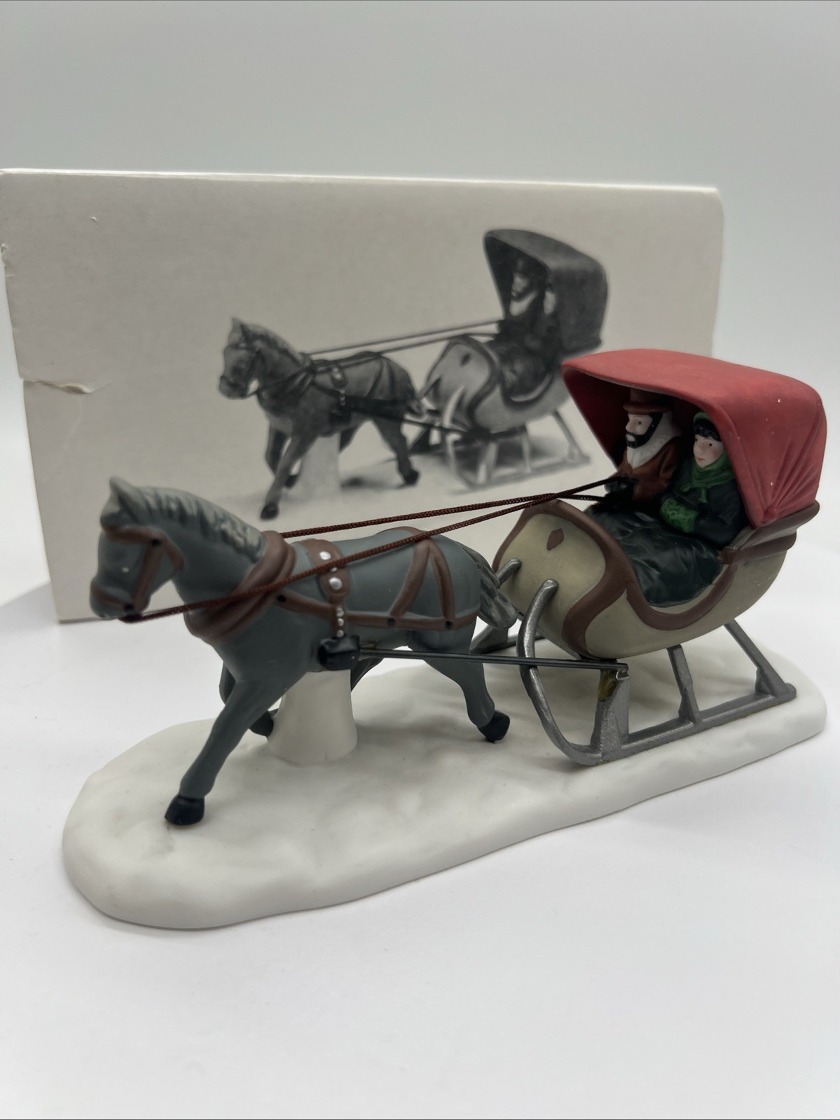 Dept 56 Dickens Christmas Heritage Village ONE HORSE OPEN SLEIGH~1986 Accessory