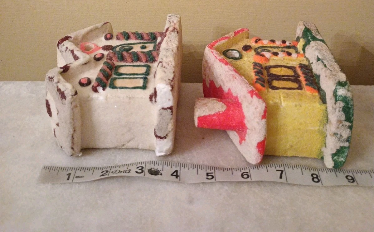 2 Vintage Medium Christmas Styrofoam Village Houses Made In Japan READ