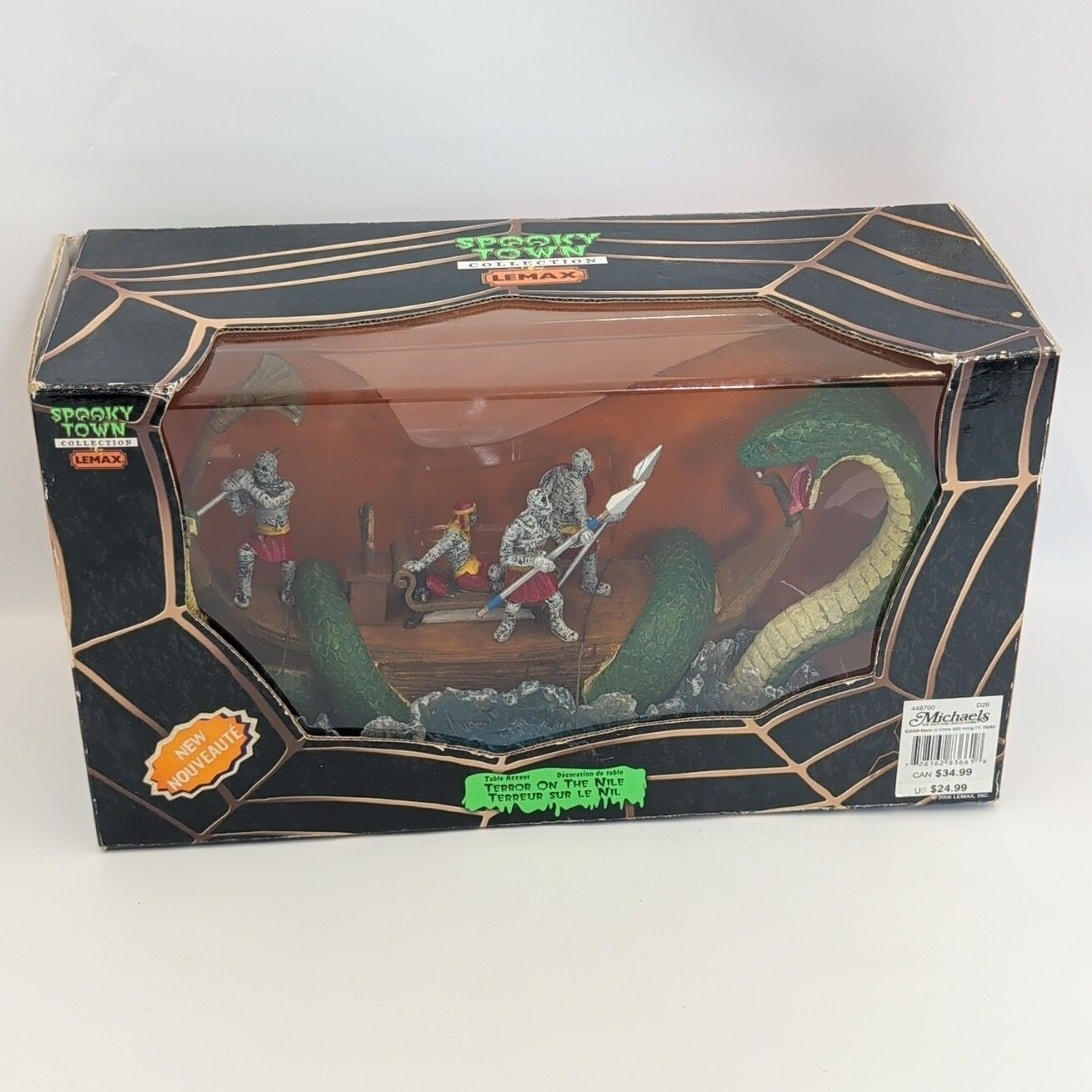 Lemax Spooky Town TERROR ON THE NILE #83661 RETIRED NEW Serpant Mummy Halloween