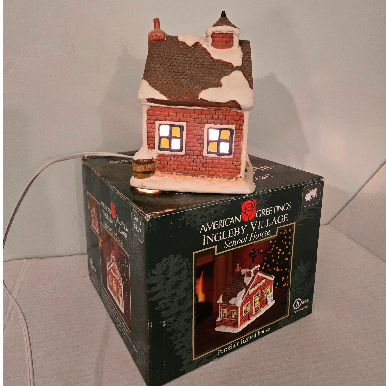 American Greetings Ingleby Village School House Porcelain Lighted Christmas