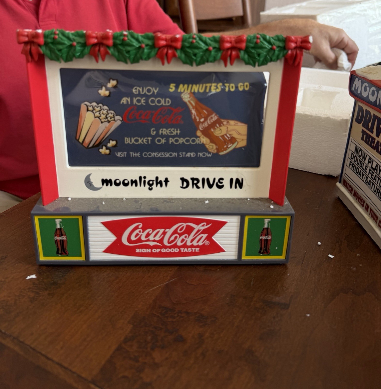 Coca-Cola Town Square Moonlight Drive-In 3pc Lighted Village Set w/Box