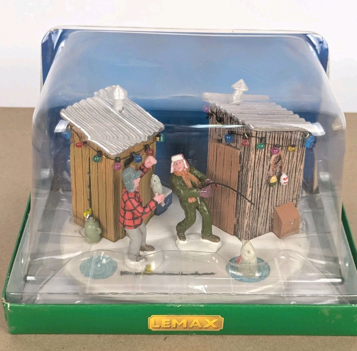 Lemax 2012 Table Accent Friendly Competition Ice Fishing Fisherman Outhouse Snow