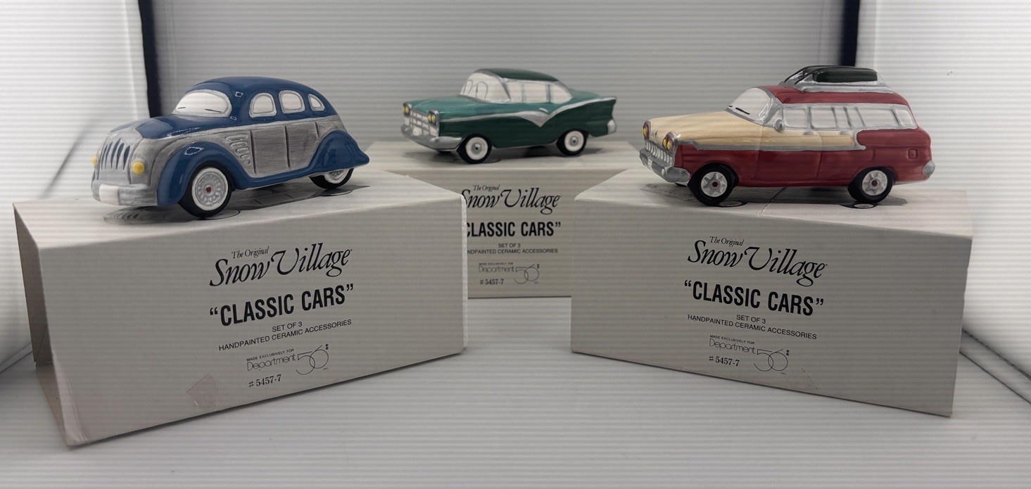Department Dept 56 Original Snow Village Classic Cars Set of 3 #5457-7