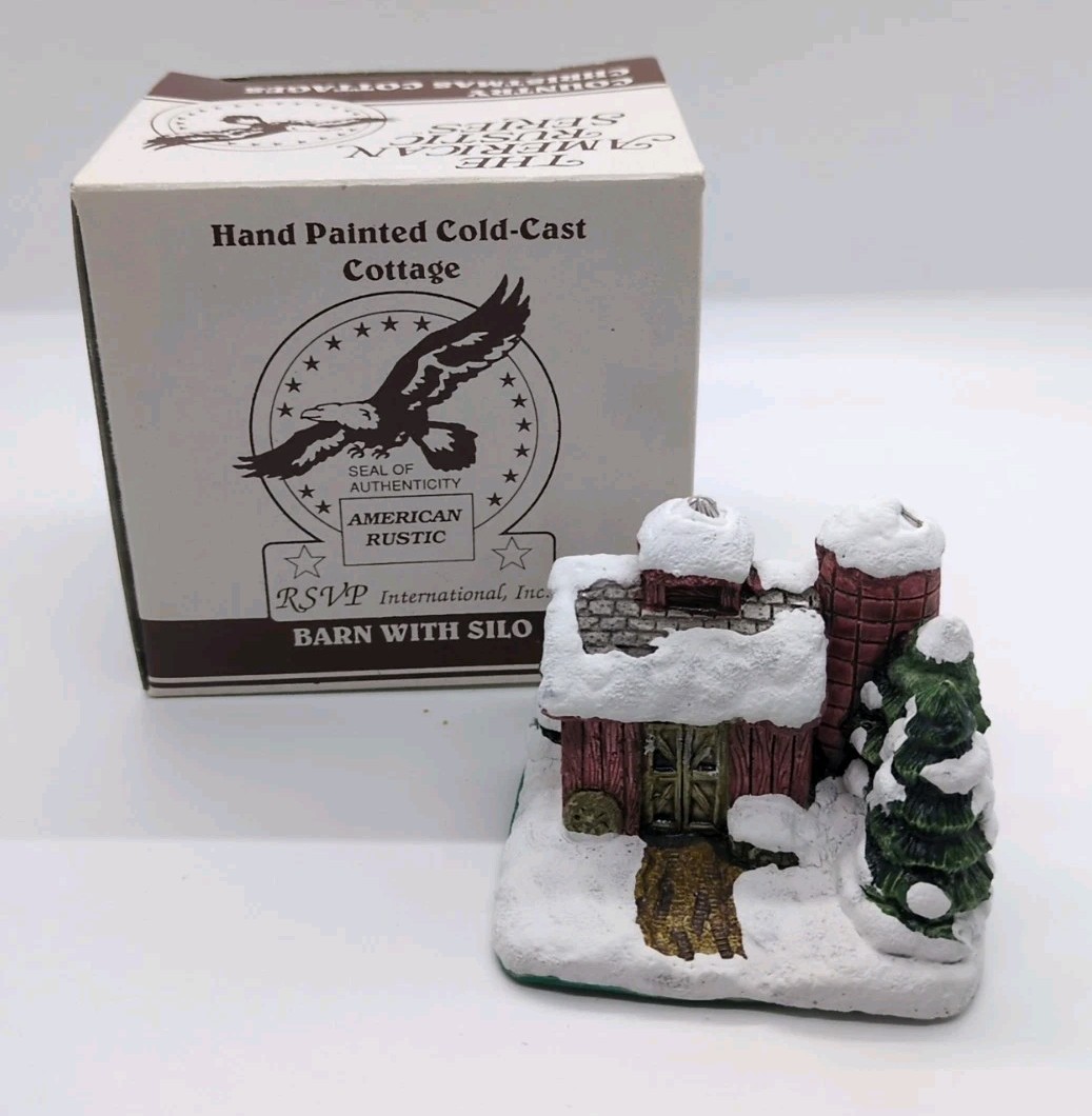 VTG 1989 The American Rustic Series: Country Christmas Cottage – Barn with Silo