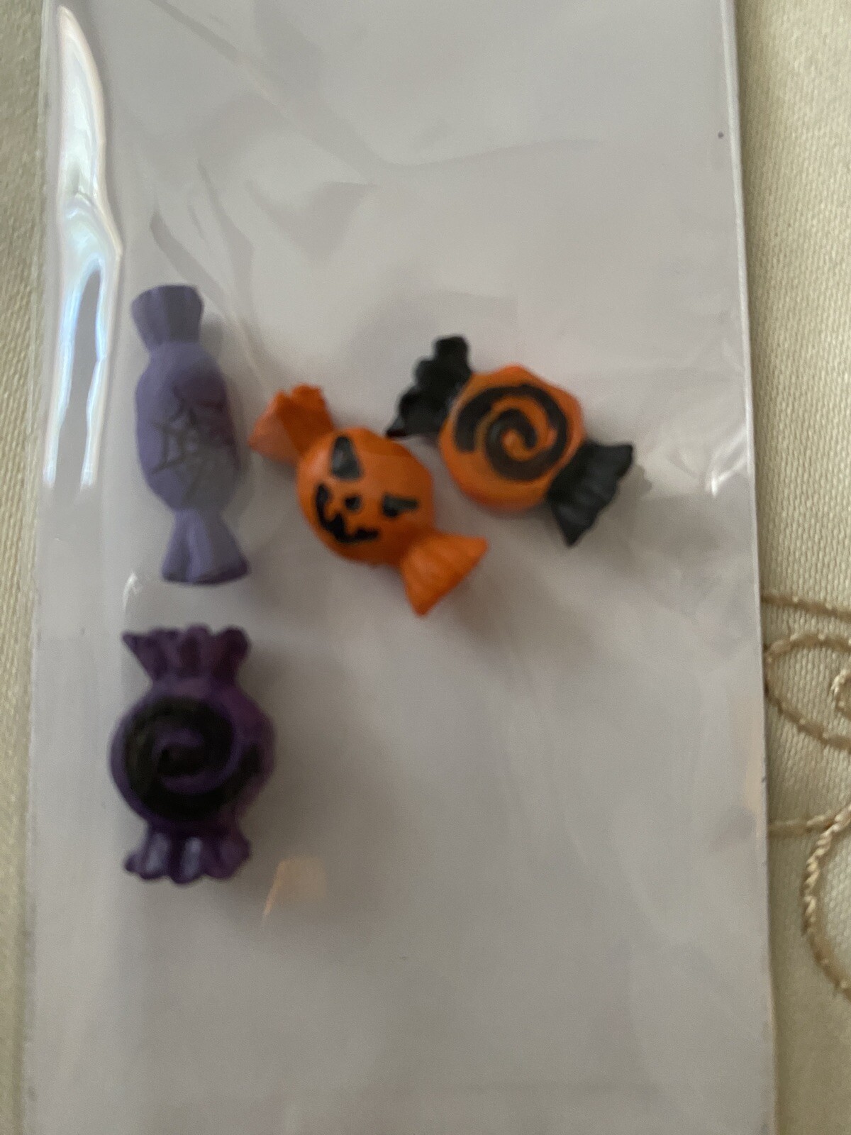 ASHLAND HALLOWEEN MINIATURES HALLOWEEN CANDY ~ NEW SET OF 4 IN PKG PURPLE ORANGE