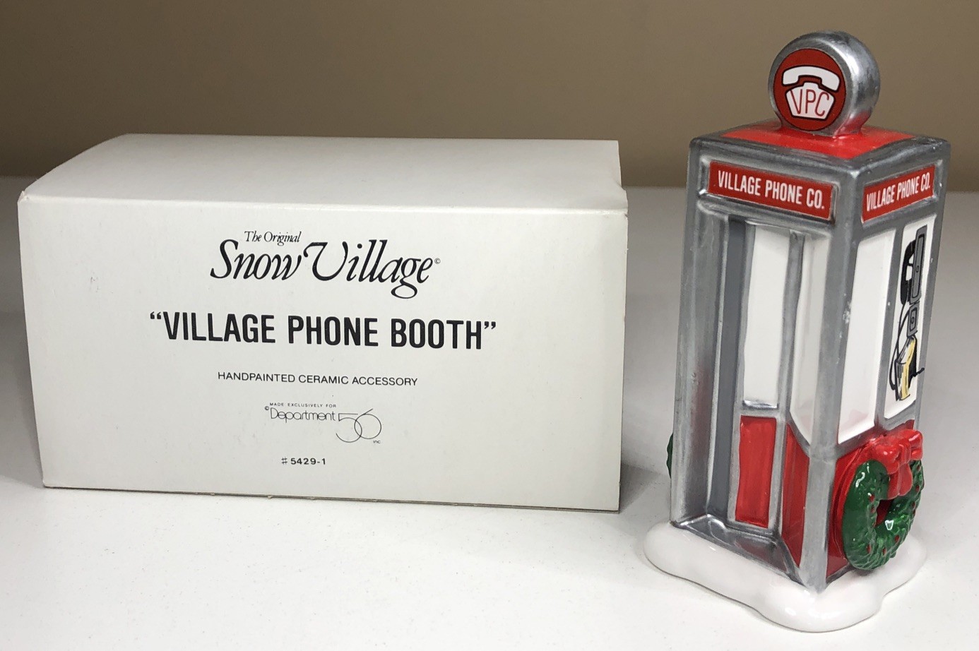 DEPT 56 Original Snow VILLAGE PHONE BOOTH Christmas Accessories Ceramic