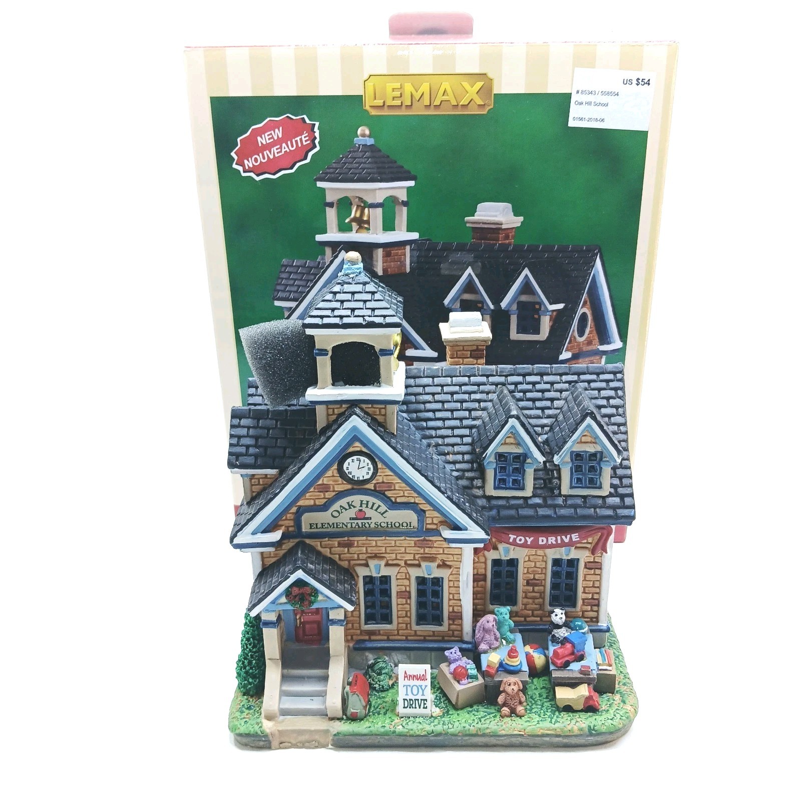 2018 Lemax Oak Hill Elementary School Toy Drive Village Collection NEVER OUT BOX