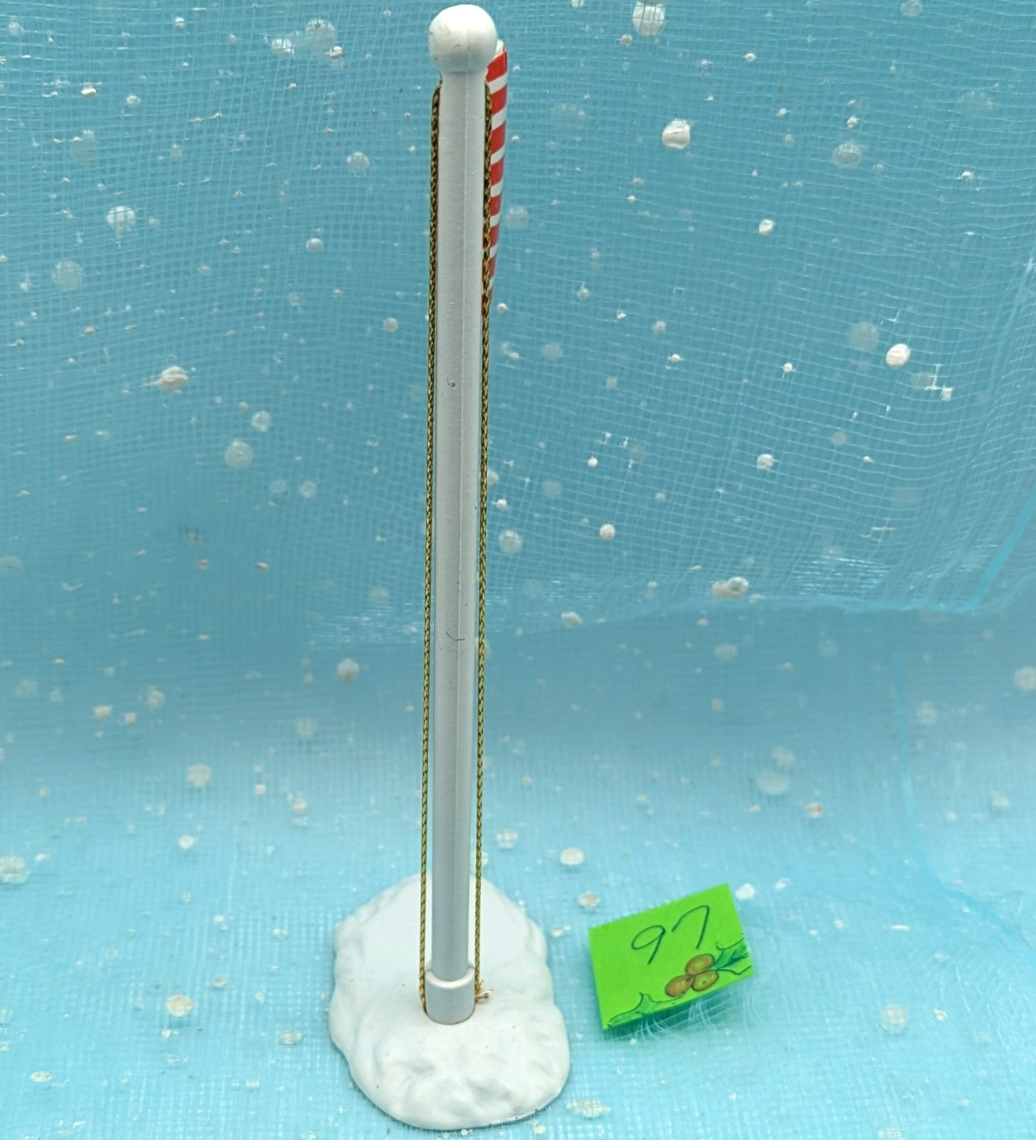 Metal American Flagpole 5.5″ H flag Christmas Village Taiwan NO BOX INV97