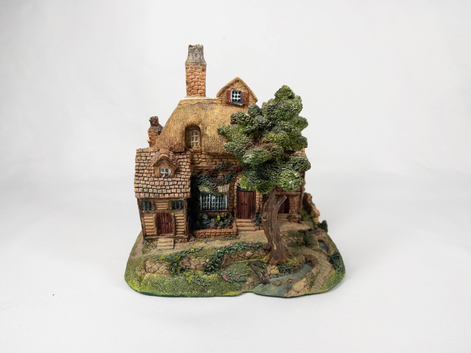 Vintage Hand Painted Plaster Village Country Stone Brick 2 House Lot