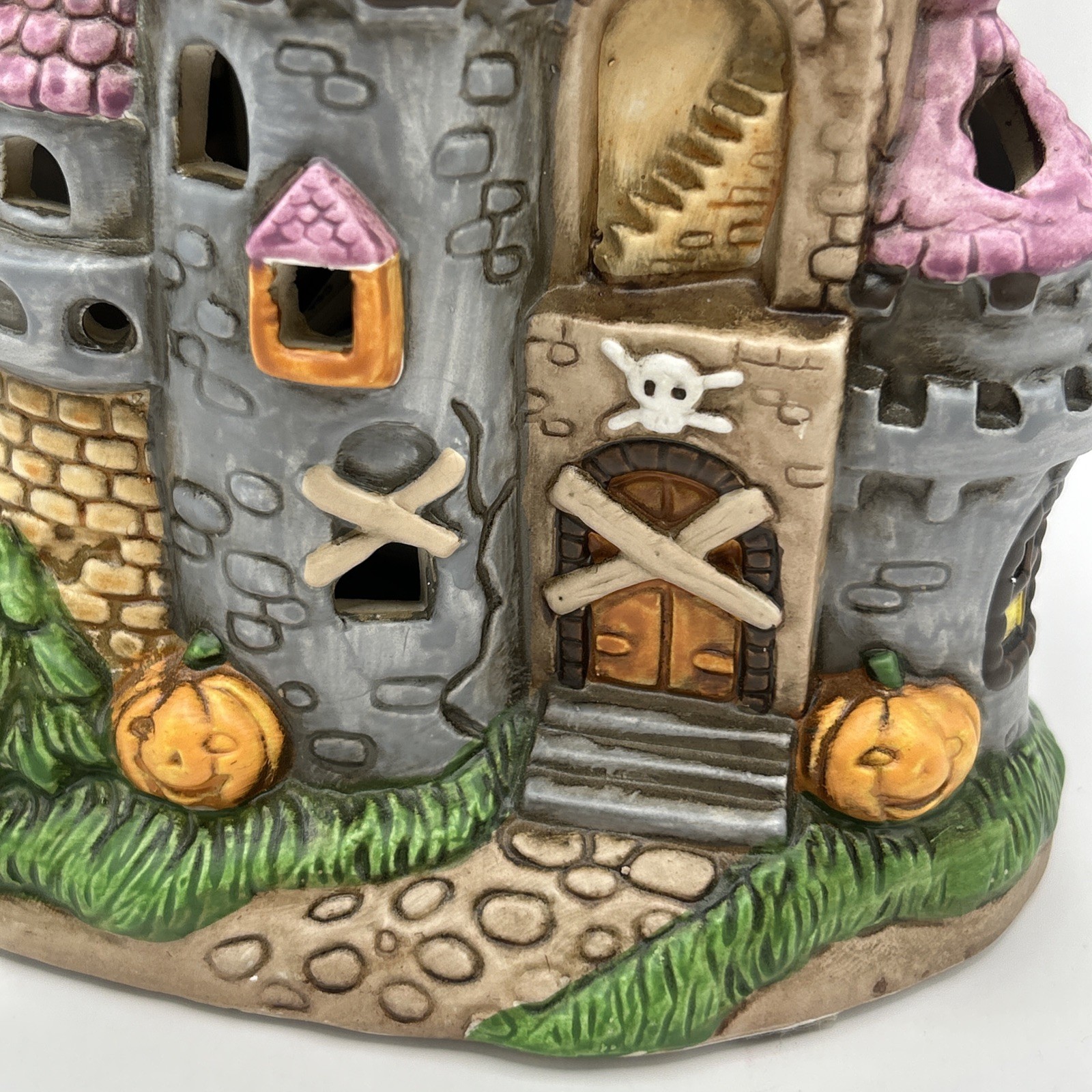 1989 Colonial Village Lefton China Haunted Castle Byron Wood Halloween Vintage