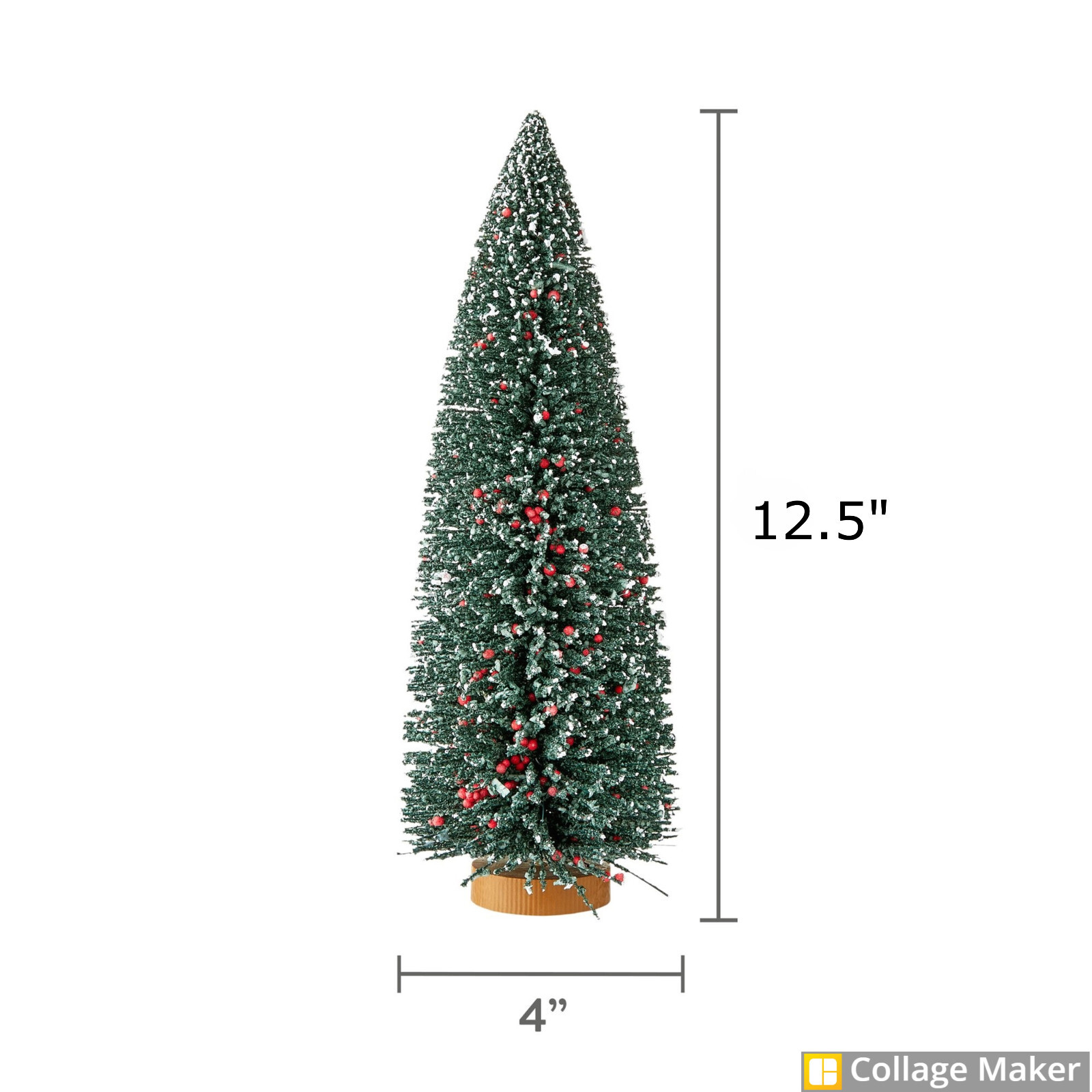 Holiday Time 2024 Green Flocked 12.5″ H Christmas Village Iron Wire Pine #70537