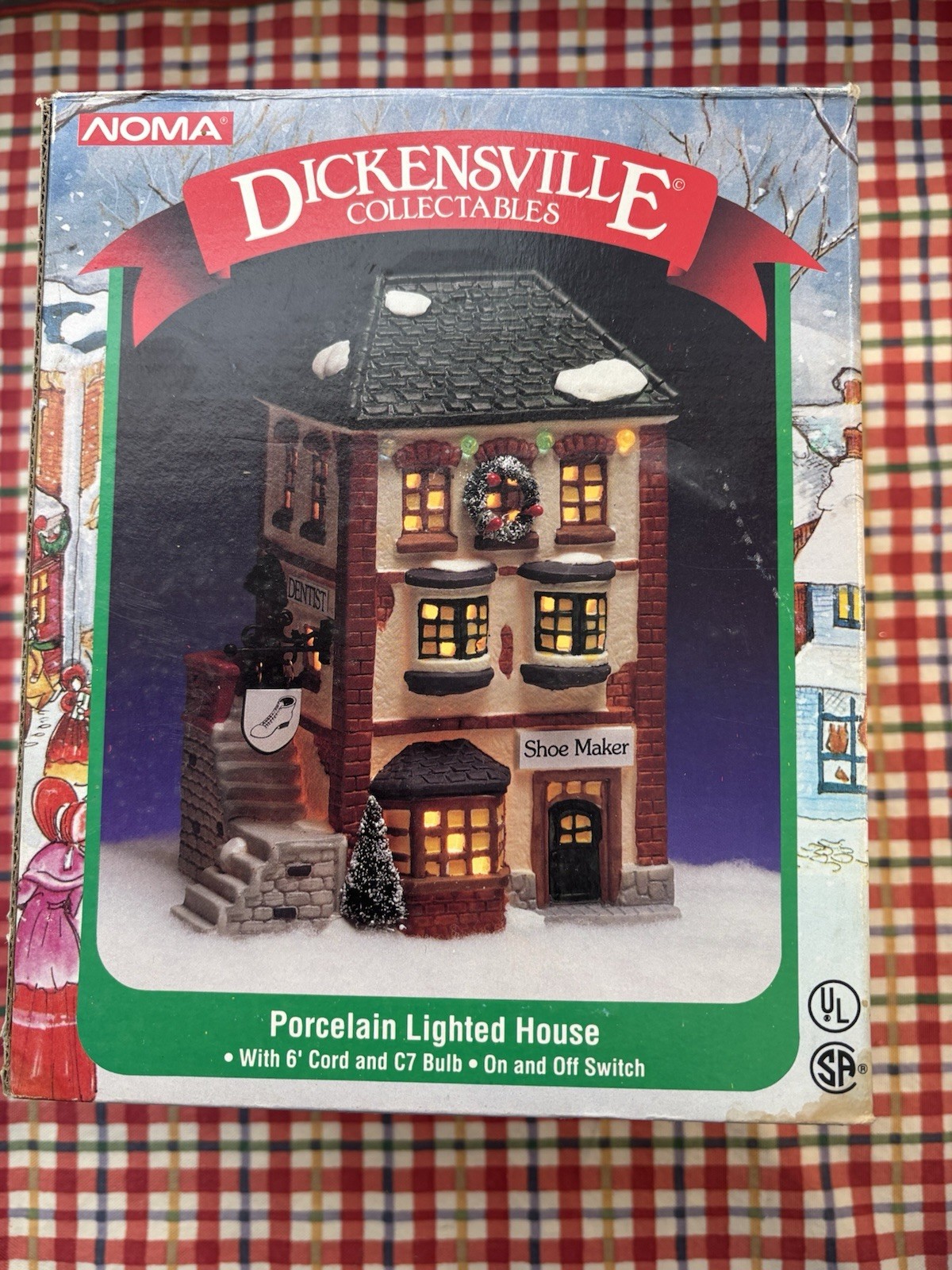 NOMA Dickensville “Shoe Maker & Dentist” Porcelain Lighted House EUC
