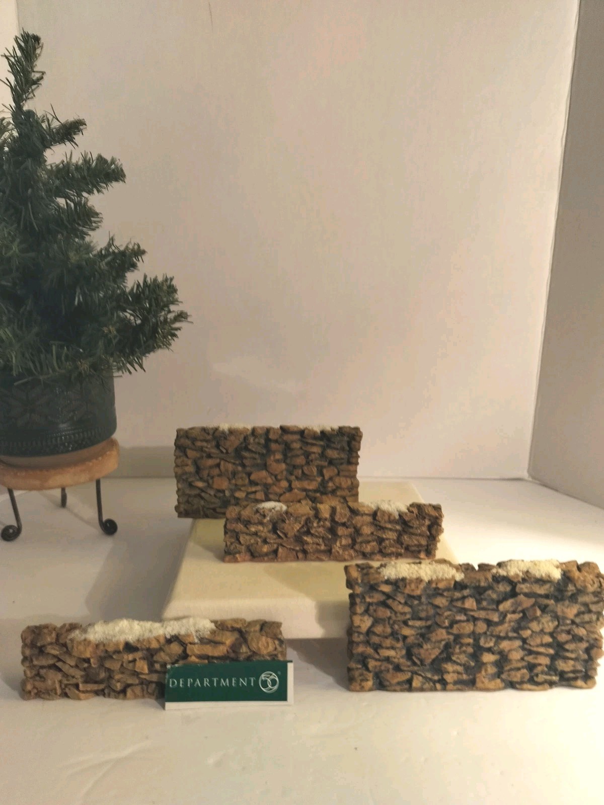 Dept 56 Heritage Village STONE WALL (Set of 4) 2 Small, 2 Large,EUC, No Box