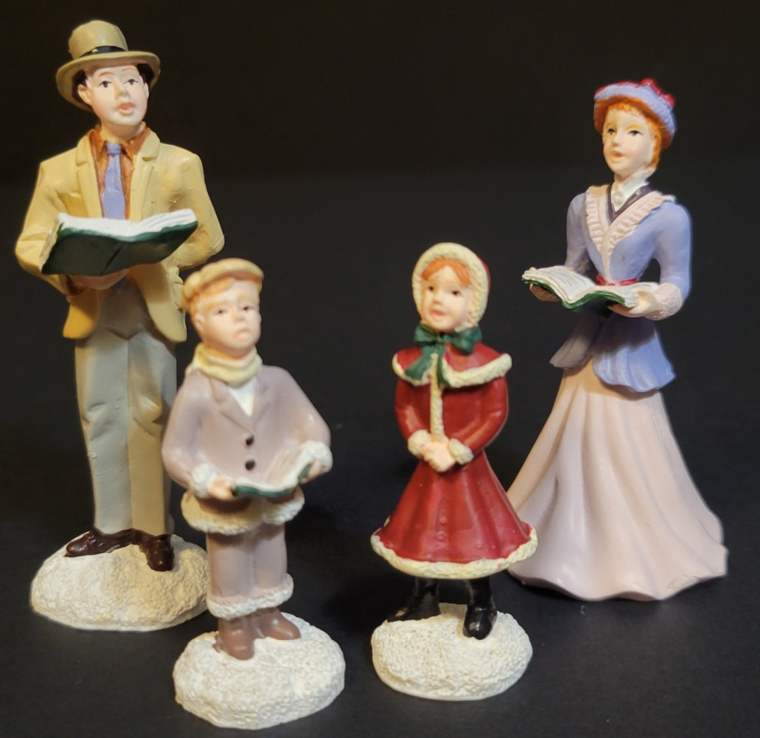Holiday Time Santas Workbench Christmas Village Family Carolers Caroling Singing