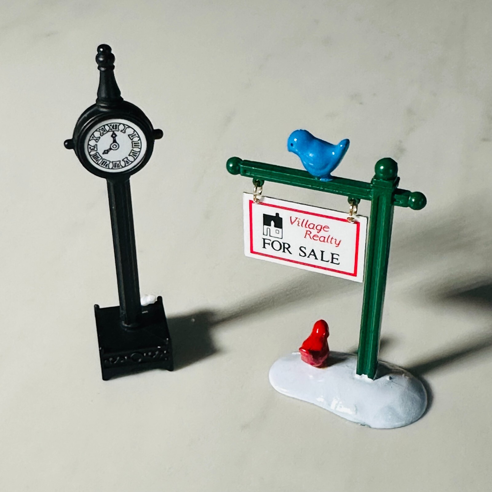 Dept 56 Snow Village “For Sale Sign” Accessory Metal Sold Village Clock Figurine