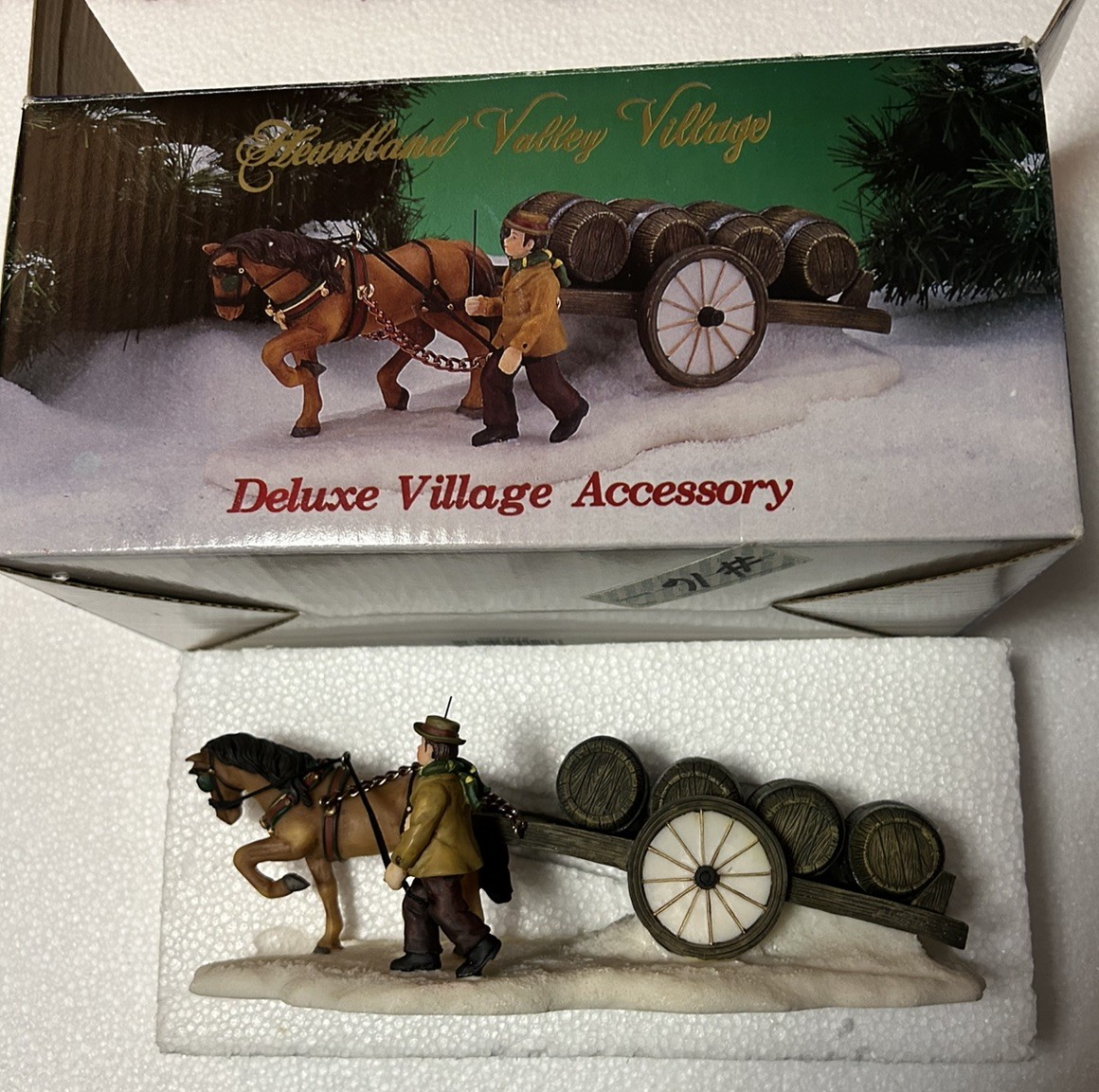 Heartland Valley Village Deluxe Village Accessory Horse Drawn Cart W/Barrels