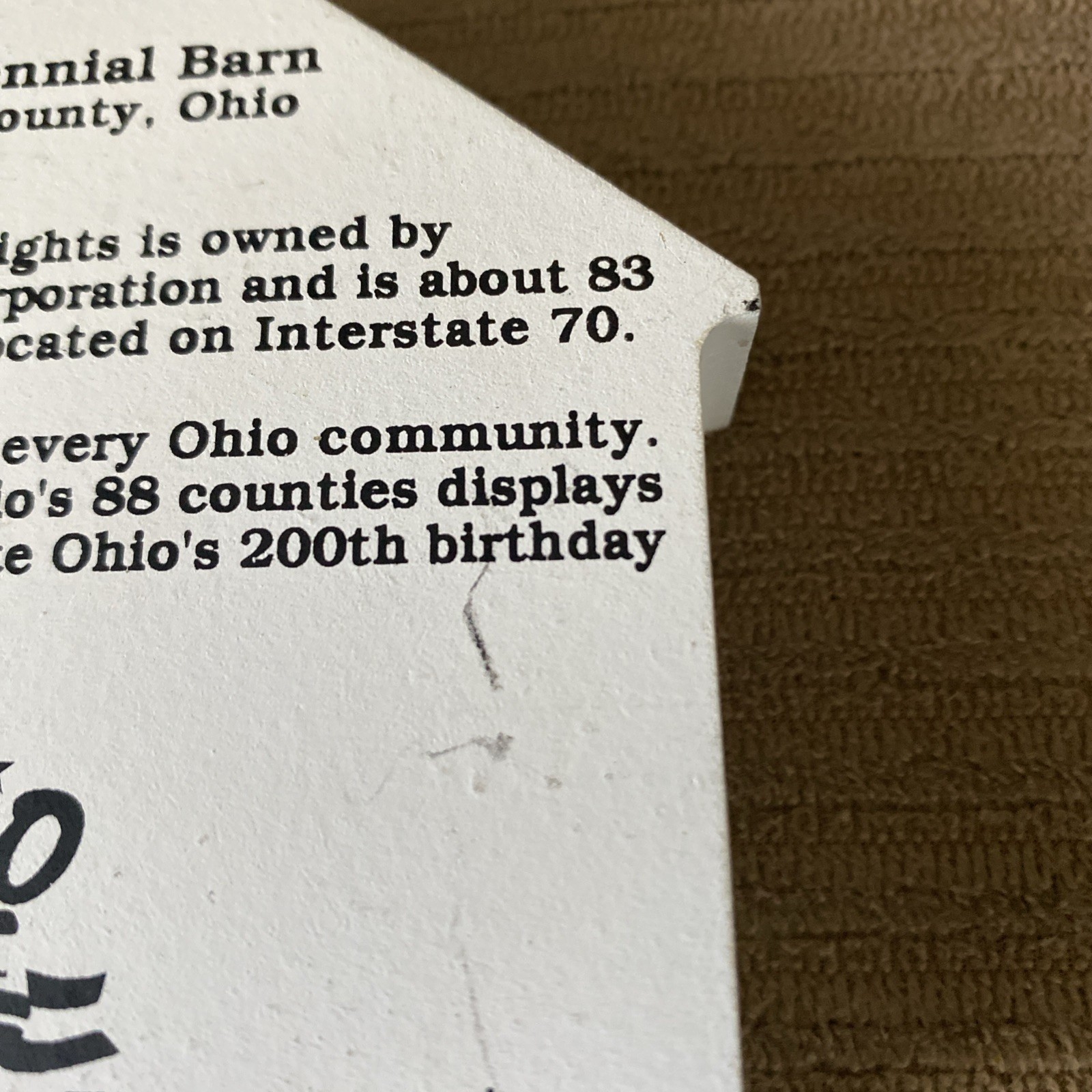 Cat’s Meow Ohio Bicentennial Barn Montgomery County #10 Wooden Shelf Sitter