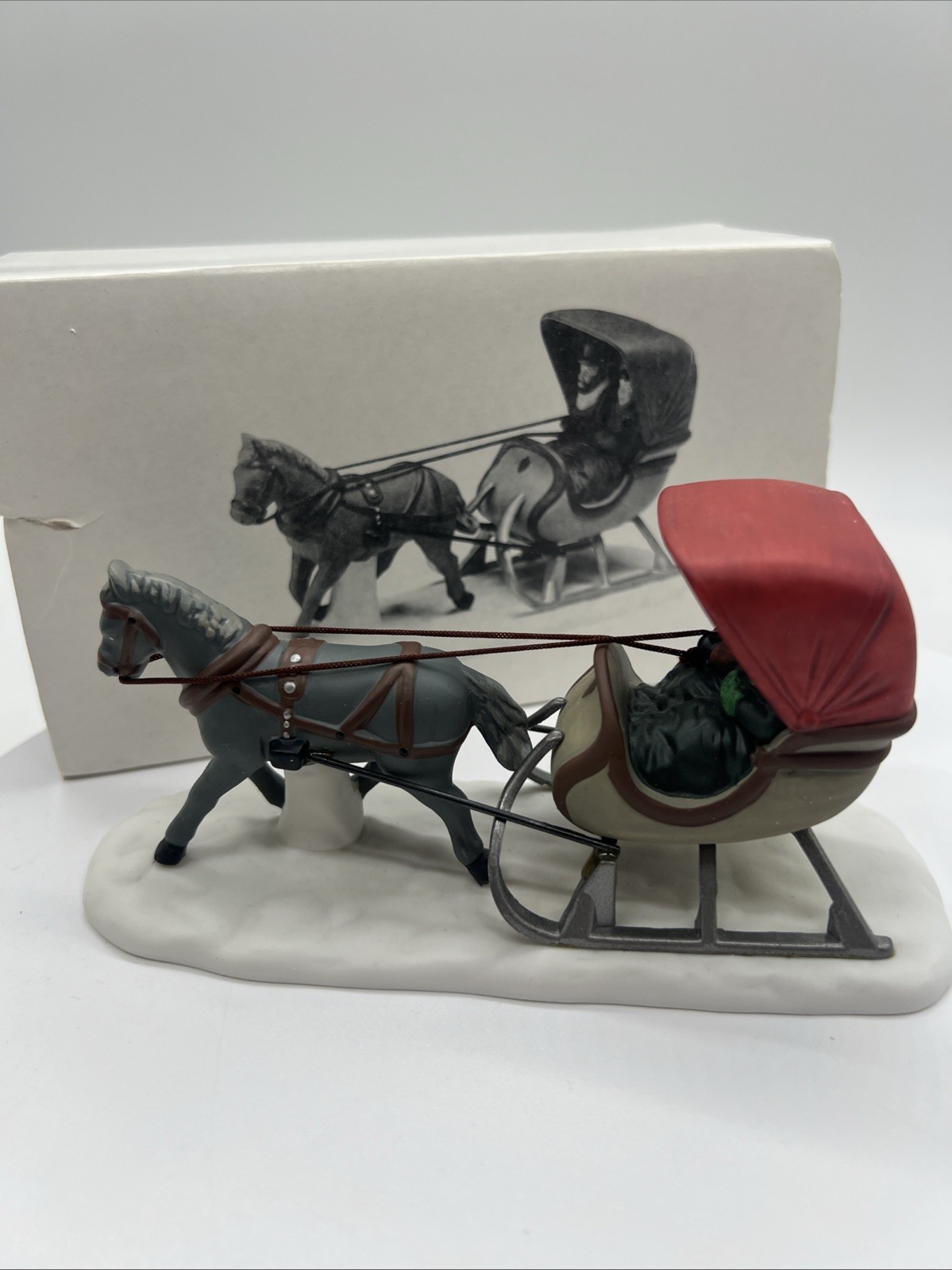 Dept 56 Dickens Christmas Heritage Village ONE HORSE OPEN SLEIGH~1986 Accessory