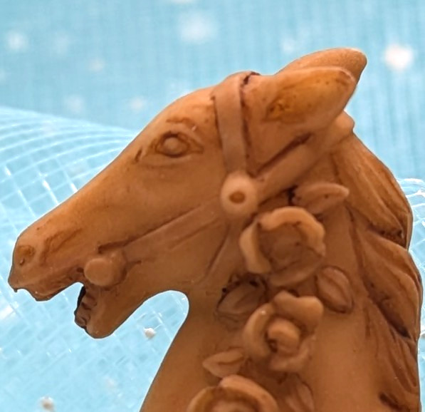 O’Well wood carver carousel horse Christmas Village Figurine partial pkg. INV561