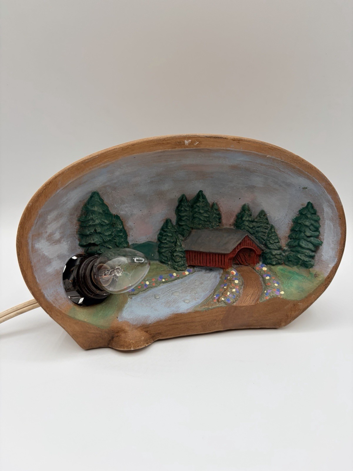 Gorgeous Ceramic Hershey Mold Ambient Glow Church Christmas Winter Scene Vintage