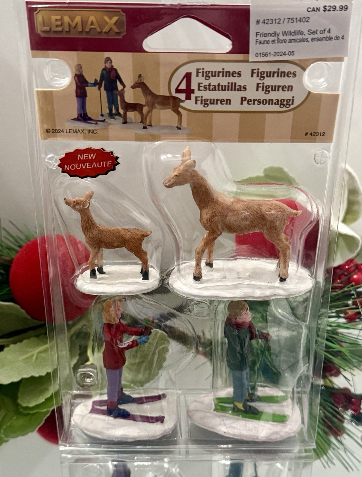 Christmas Winter Fun Figurines Set of 4 Christmas Village Decor Modern Resin