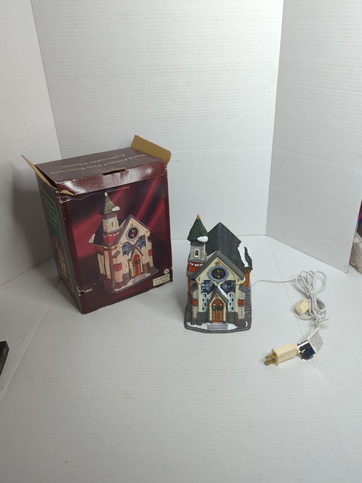 Galleria Christmas Village Church – Hand-Painted Porcelain with Light & Cord