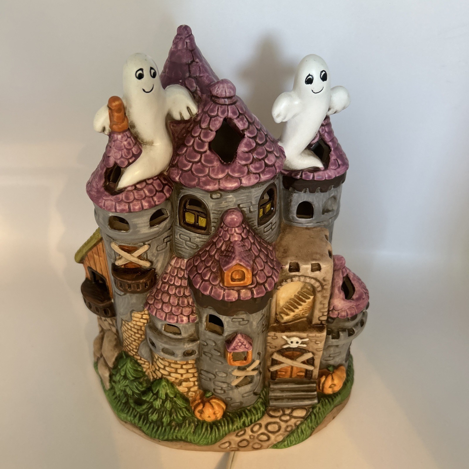1989 Colonial Village Lefton China Haunted Castle Byron Wood Halloween Vintage