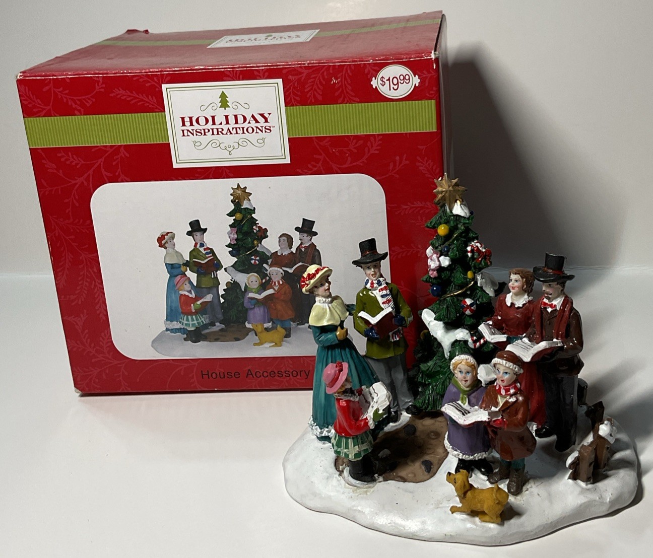 Holiday Inspirations House Accessory Carolers Around Christmas Tree 2012