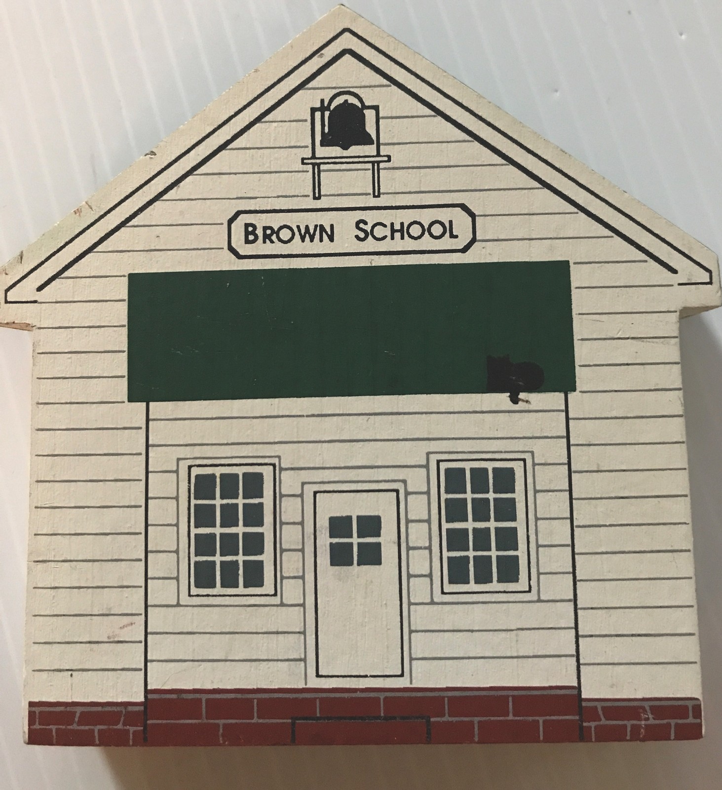 1991 Cat’s Meow Ohio Amish Series Brown School Shelf Sitter Wood Block